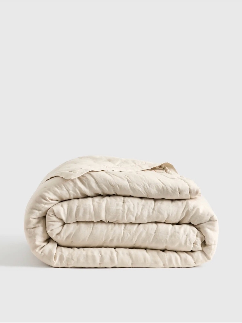Quince European Linen Dream Quilt in Sand, Full/Queen